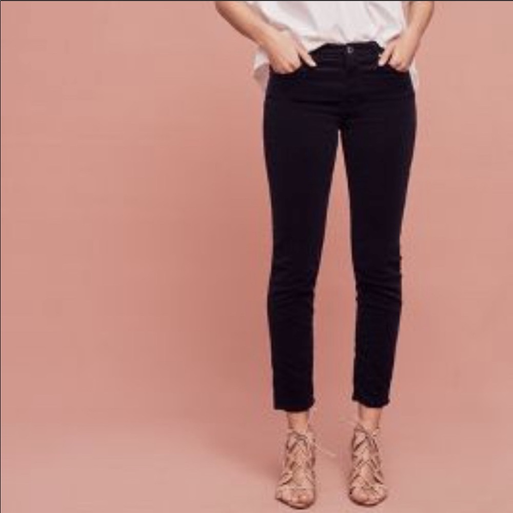 Anthro AG Stevie Mid Rise Navy Corduroy Pants